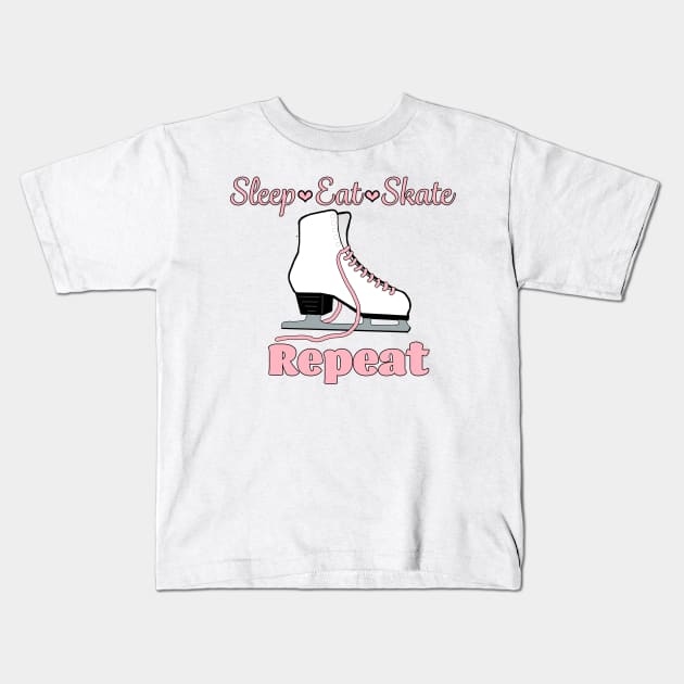 Eat-Sleep-Skate- Repeat Single Skate Design in Pink Kids T-Shirt by PurposelyDesigned